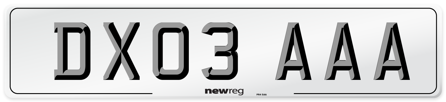 DX03 AAA Number Plate from New Reg